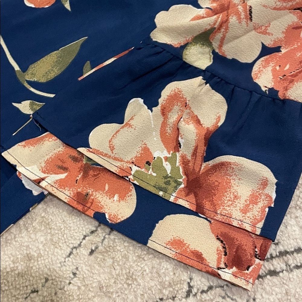 Floral Navy Women's knee length dress - Picture 5 of 13